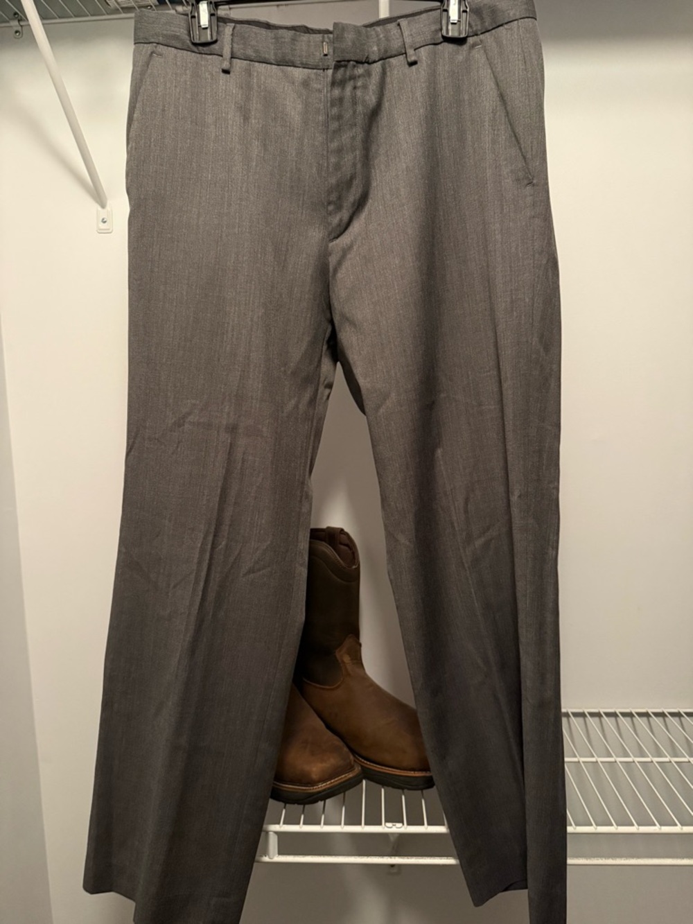 Calvin Klein Men's Gray Flat-Front Dress Pants